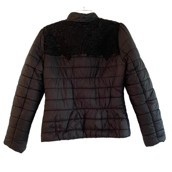 Blugirl Blumarine Puffer Jacket with Lace Overlay on Shoulders Size Small - Picture 4 of 8